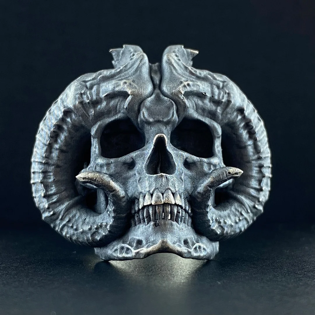 Sterling Silver Horned Demon Ring