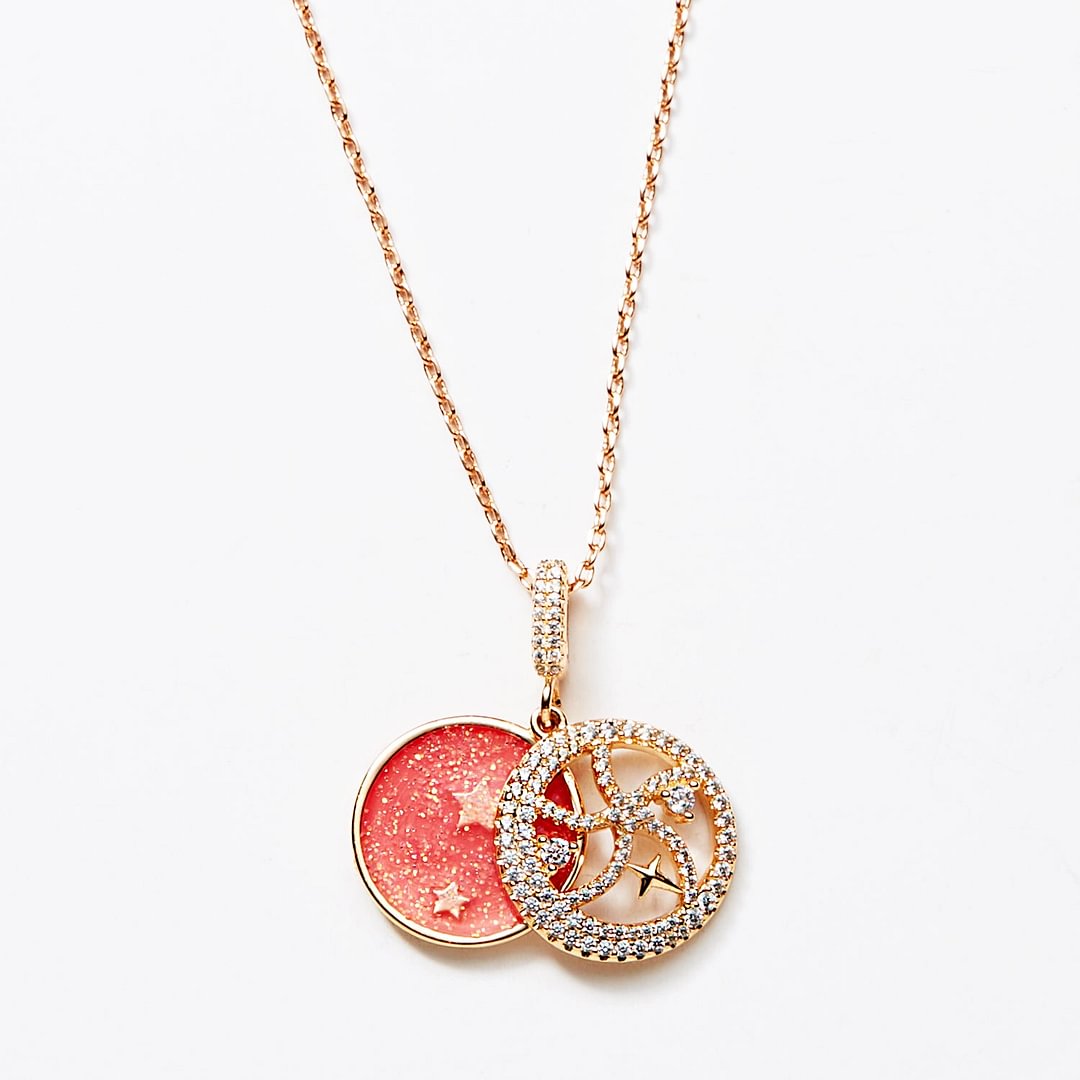 "Love You More Than All the Stars" Engraved Rose Gold Pendant Necklace