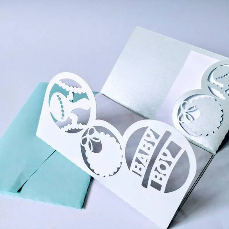 Cute Baby Boy Girl Invitation Border Dies for Card Making Metal Cutting Dies Scrapbooking Craft Dies Stencil Die Cut