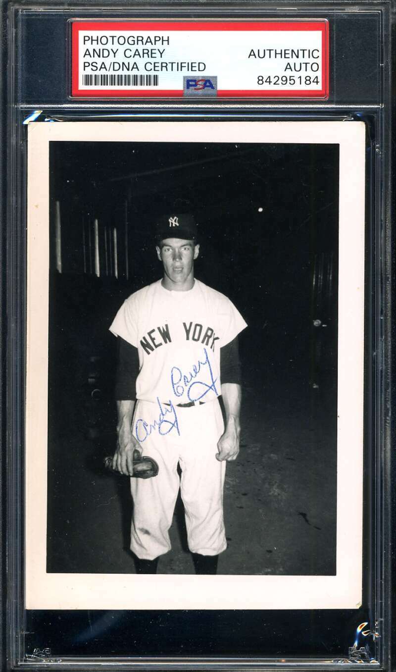 Andy Carey PSA DNA Coa Hand Signed 1950`s Original Photo Poster painting Yankees Autograph