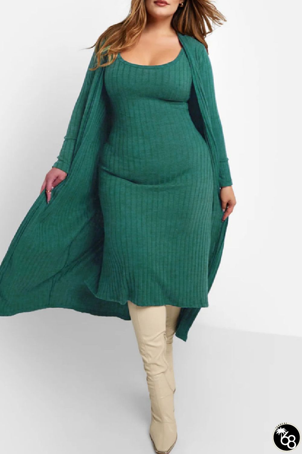 Casual Solid Basic U Neck Plus Size Two Pieces | 168DEAL