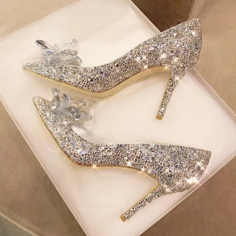 Rarove 2022 Newest Cinderella Shoes Rhinestone High Heels Women Pumps ...