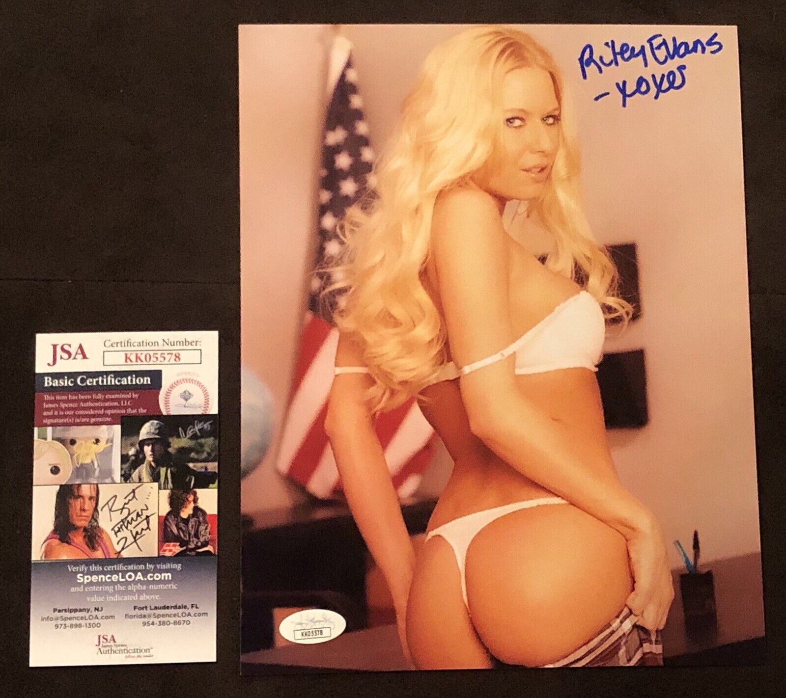 Riley Evans Signed 8x10 Photo Poster painting ADULT STAR AUTOGRAPH Candid Hustler HOF JSA