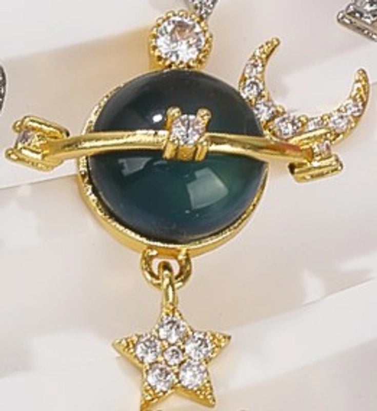 1 Piece Resin Copper Zircon 18K Gold Plated Star Moon Jewelry Accessories Pendant