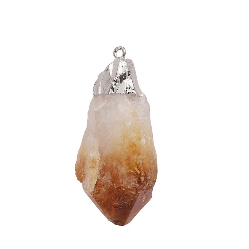 Natural Crystal Gemstone Citrine Amethyst Happiness Necklace