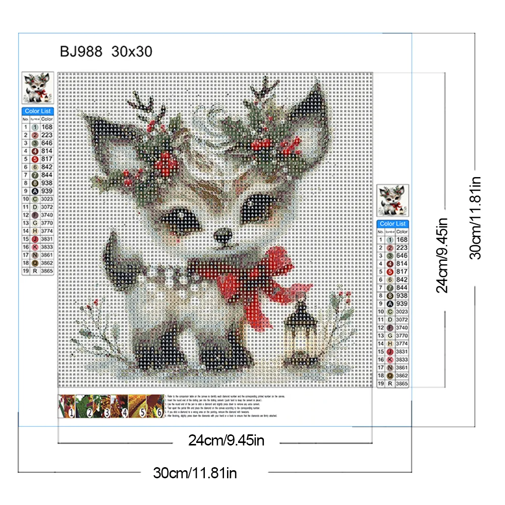 Diamond Painting - Full Round Drill - Winter Deer(Canvas|30*30cm)