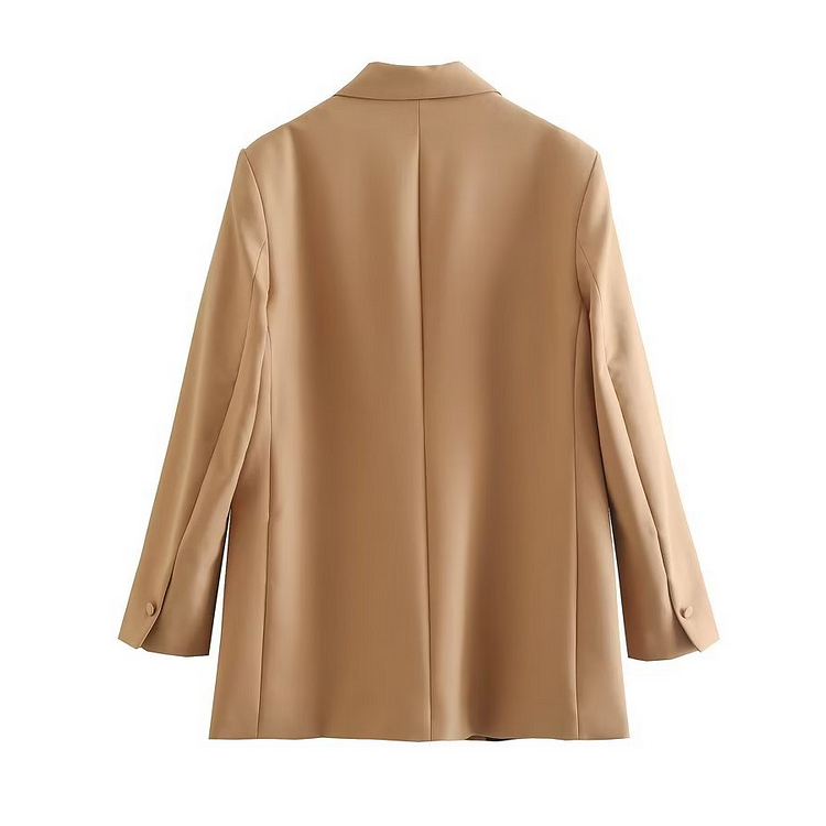 Flaxmaker Single Breasted Brown  Blazer Three Piece Set