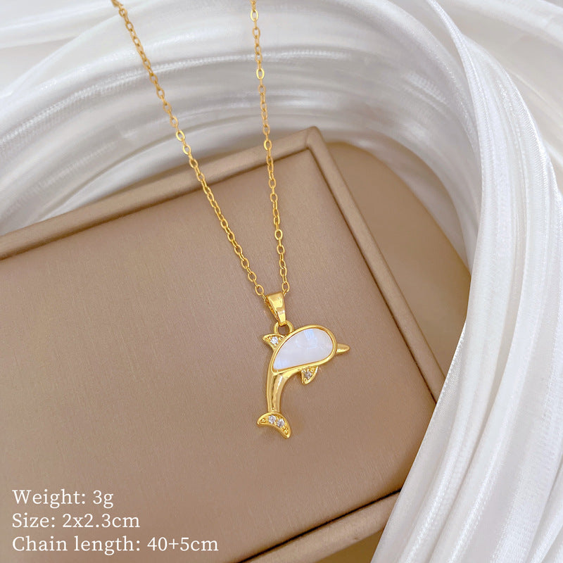 Copper Micro-Inlaid Necklace For Women Copper Micro-Inlaid Real Gold Electroplating Simple Ins Exquisite Clavicle Chain Neck Chain