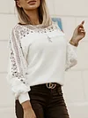 Lace Split-Joint Hollow Fashion Casual Sweater Tops