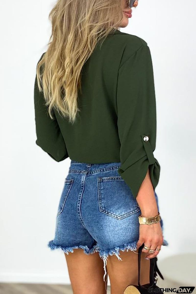 Tie Button Crop Shirts