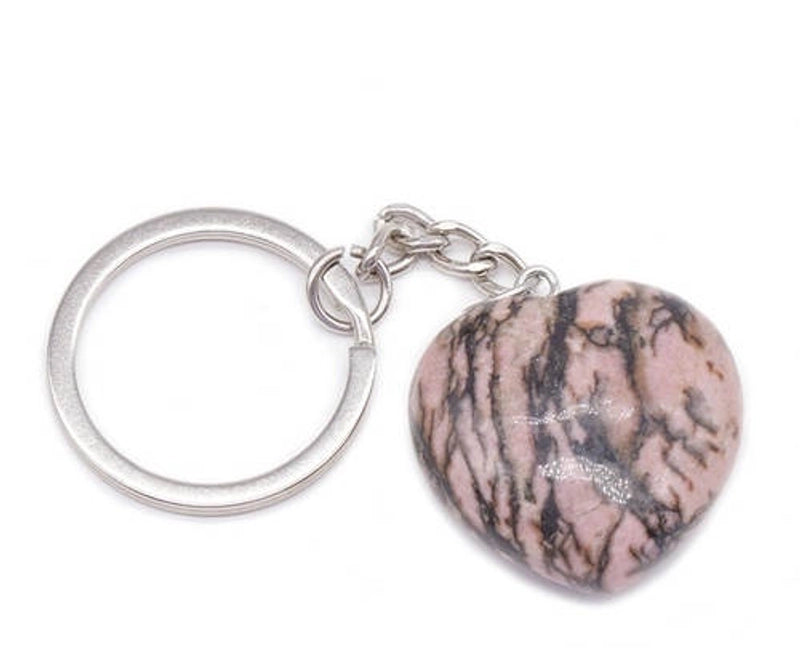 Minimalist Heart Shape Natural Stone Polishing Crystal Keychain