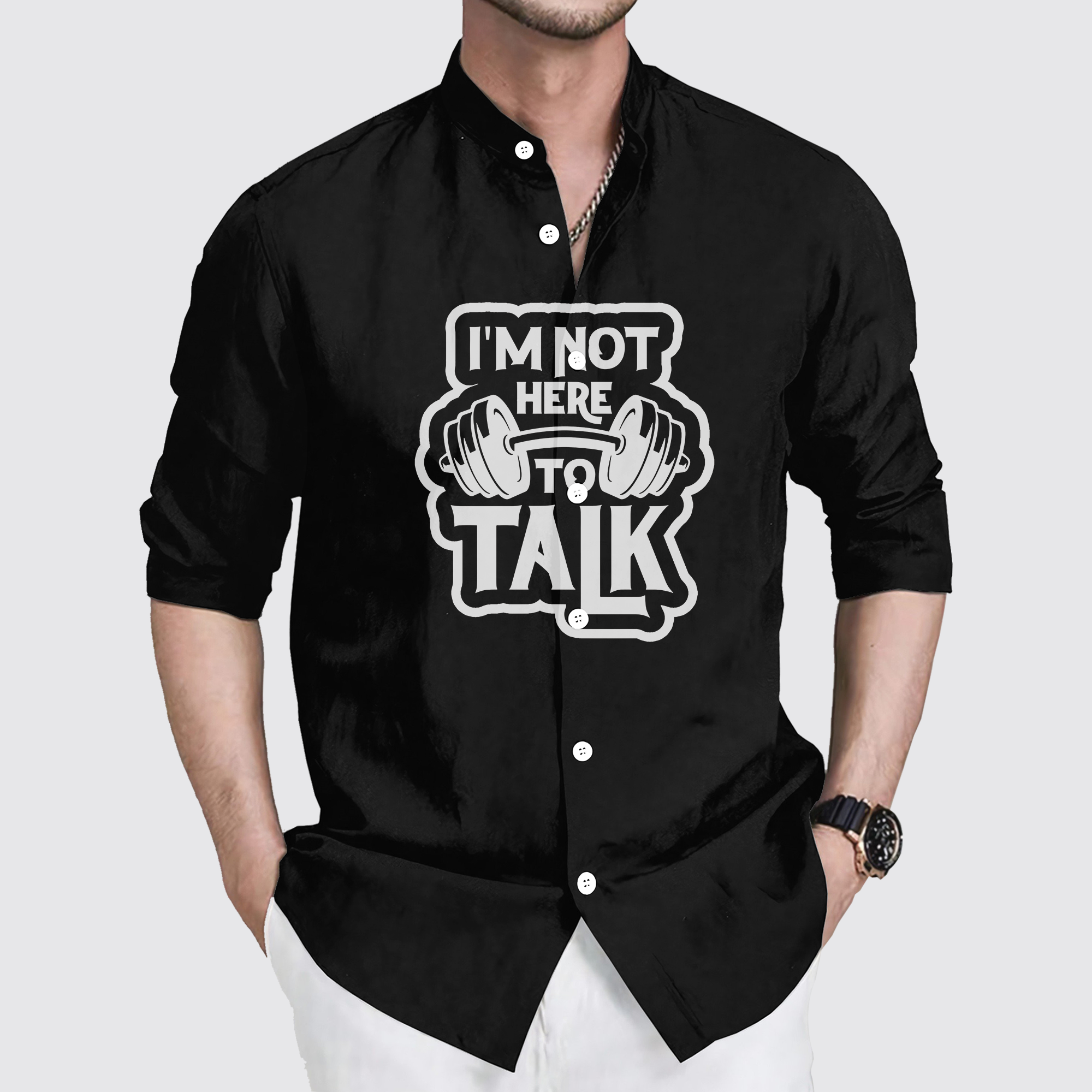 GymPro Stand Collar Button Shirt- TT00790