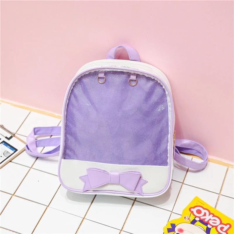 clear Transparent Women Backpack Cute Bow Ita Bags School Mini Pink Schoolbags For Teenage Girl Fashion Bookbag Mochila Feminina