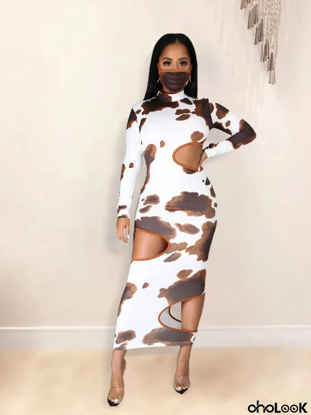 Plus Size Tie Dye Hollow Out Maxi Dress