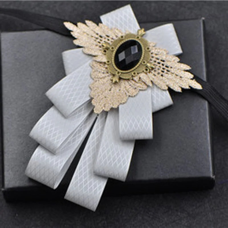 Fashion New Casual Multilayer Bowtie Diamond Brooch Rhinestone Red Bow Tie Brooch Set Wedding Groom Groomsmen Pocket Square Men