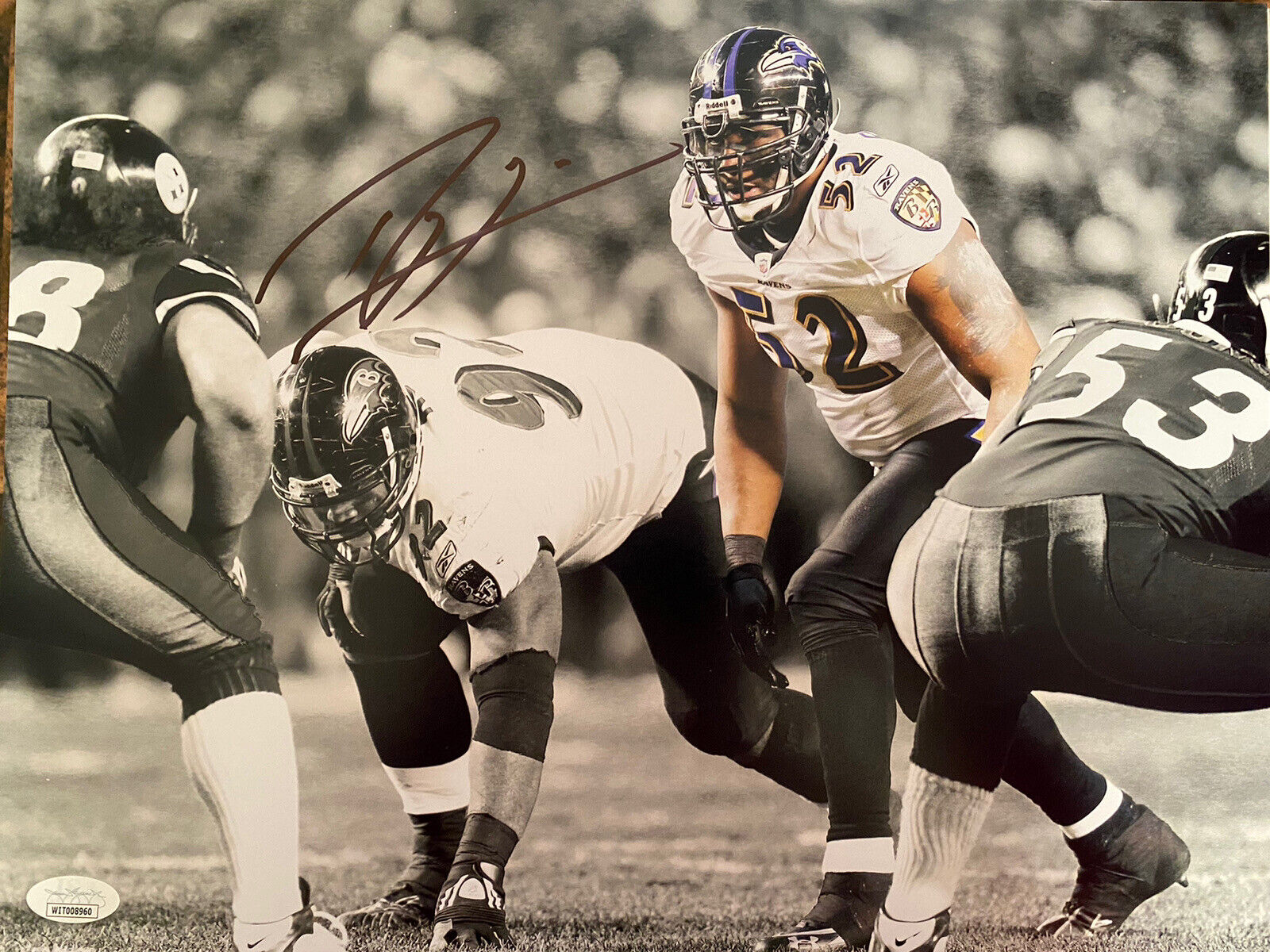 Ray Lewis Autographed Signed 11x14 Photo Poster painting Baltimore Ravens JSA - COA