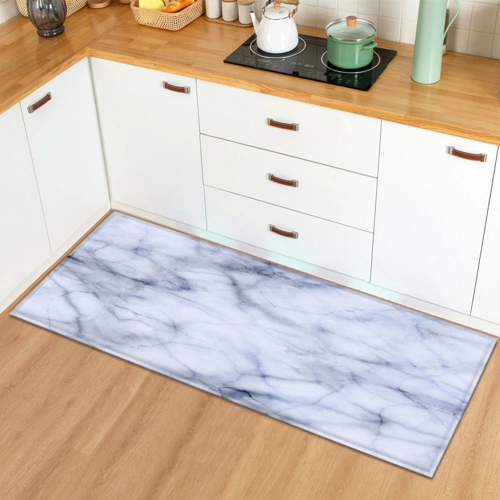 Kitchen Mat Home Entrance Doormat Living Room Bedroom Floor Decoration Long Carpet Marble Pattern Hallway Bathroom Anti-Slip Rug