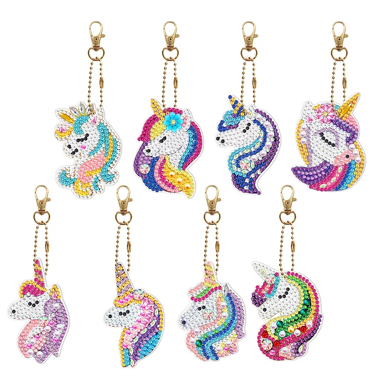 Rainbow Horse - Keychain - DIY Diamond Crafts (8pcs)