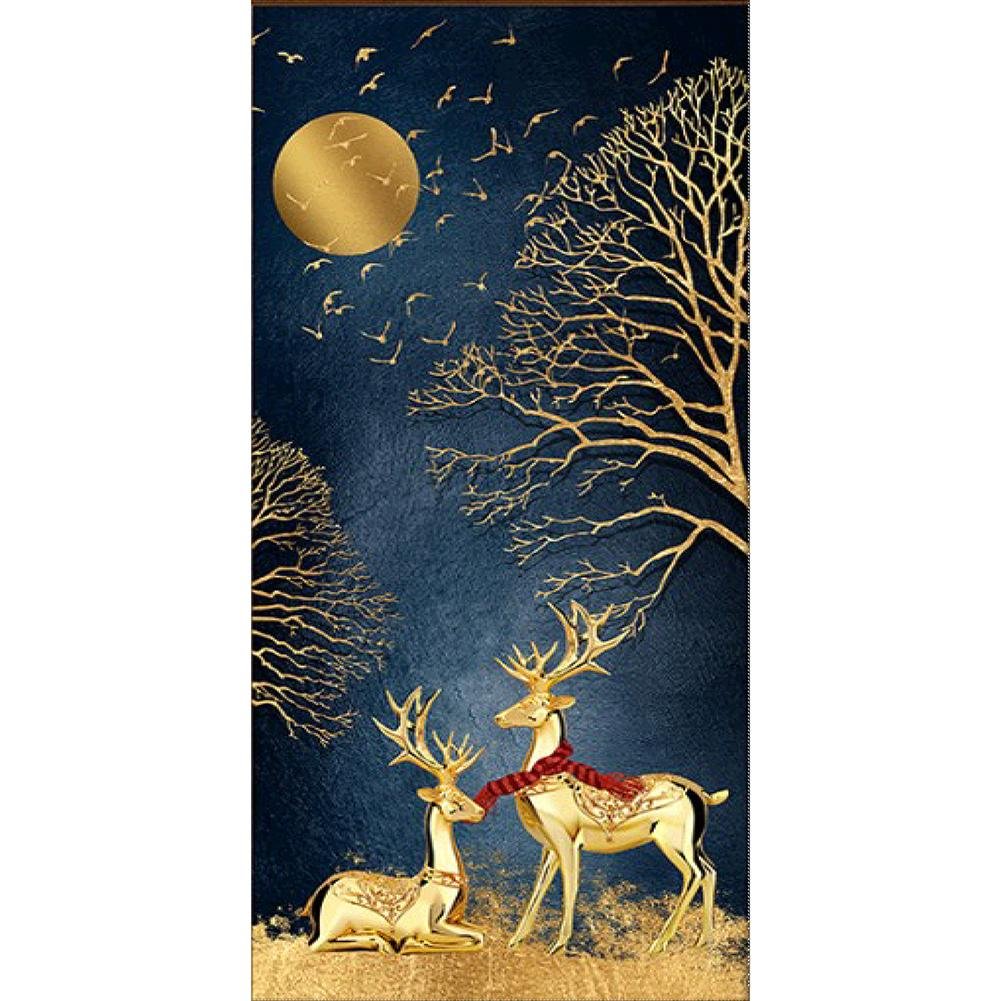 Big Size Round Diamond Painting - Two Lucky Deer(45*85cm )