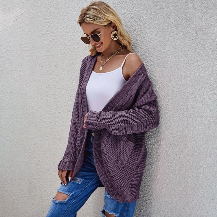 Autumn winter cardigan ins fashion large size thick needle sweater coat (female)