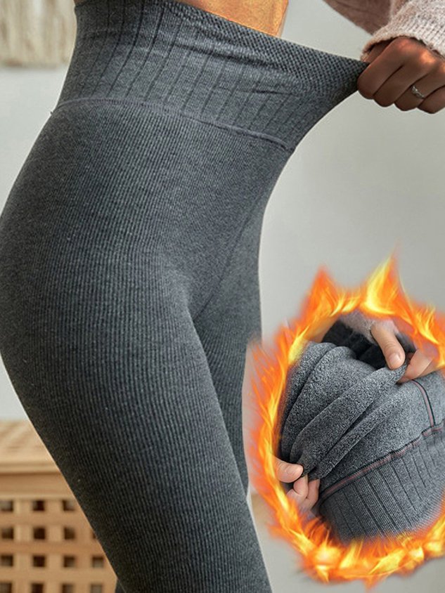 Casual Jersey Plain Leggings