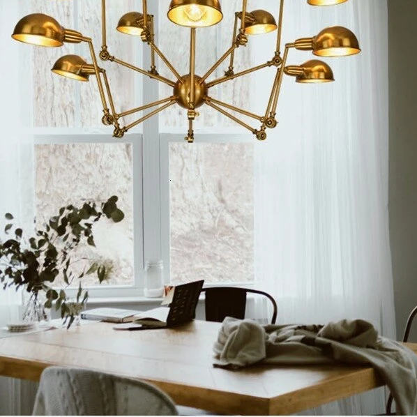 Retro Loft Spider Pendant Light LED E27 Industrial Novelty Golden Hanging Lamp For Living Room Bedroom Hotel Restaurant Shop Bar