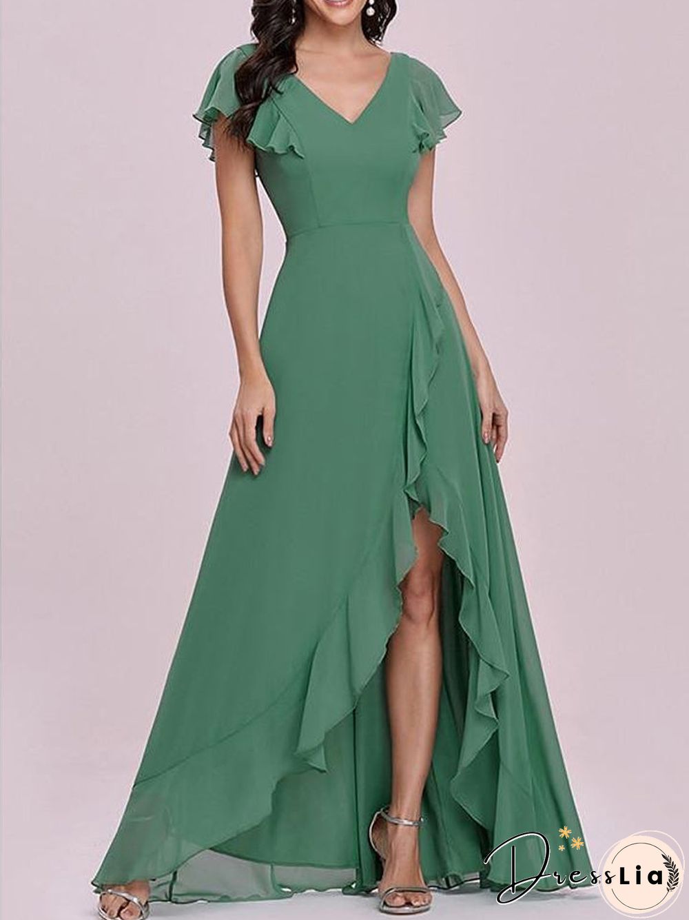 Women's A Line Dress Maxi long Dress Short Sleeve Solid Color Spring Summer Elegant Vintage Green S M L XL XXL 3XL 4XL