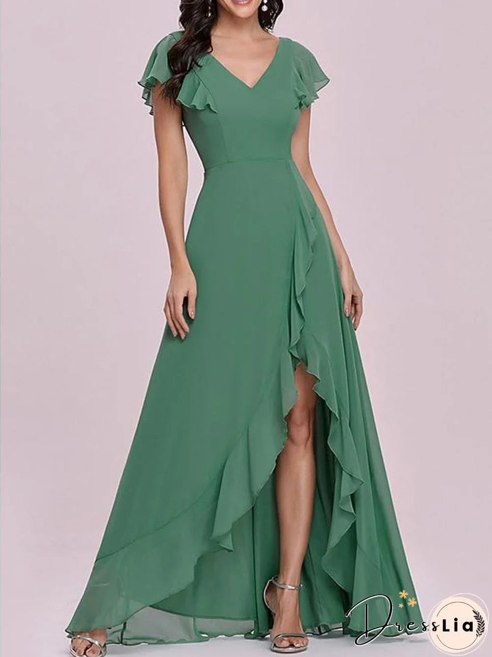 Women's A Line Dress Maxi long Dress Short Sleeve Solid Color Spring Summer Elegant Vintage Green S M L XL XXL 3XL 4XL