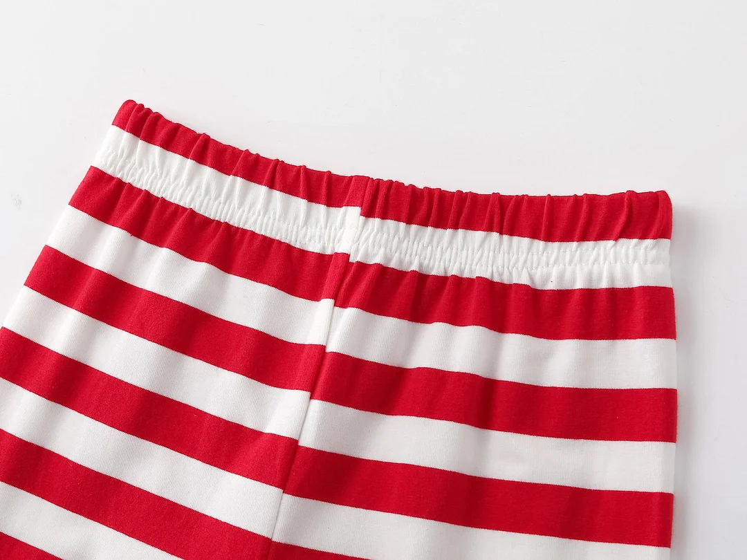 Striped family Christmas Pajamas with dog