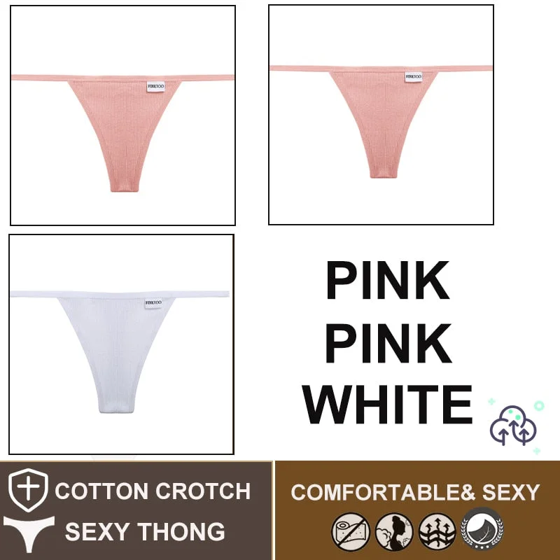 FINETOO 3PCS/Set M-XL Sexy G-string Panties Cotton Women's Underwear Girls Female Underpant Pantys Ladies Bikini Thong Lingerie