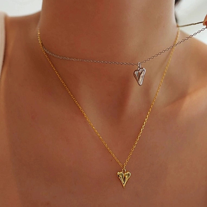 Casual Cute Minimalist Heart Shape 304 Stainless Steel Pendant Necklace