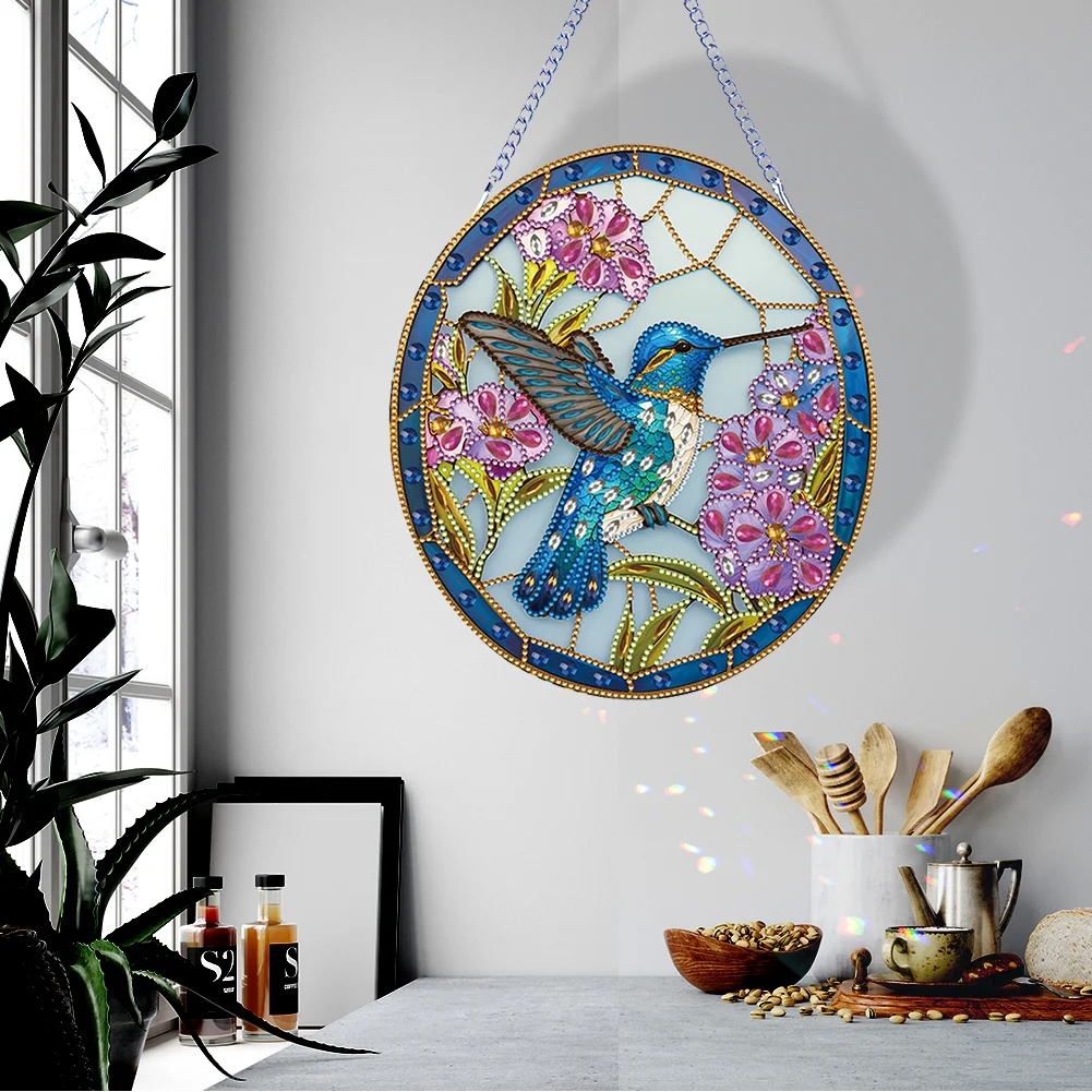 DIY Hummingbird Single Sided Special Shape Diamond Painting Hanging Pendant Diamond Drawing Hanging Ornament