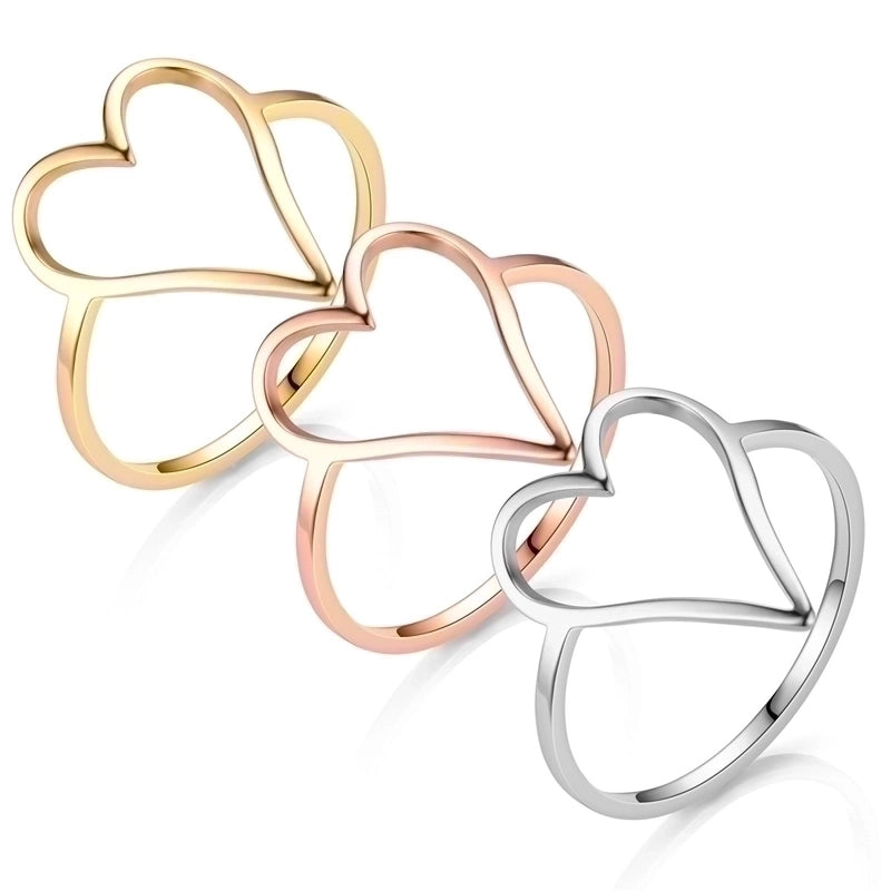 Minimalist Heart Shape Titanium Steel Plating Rings
