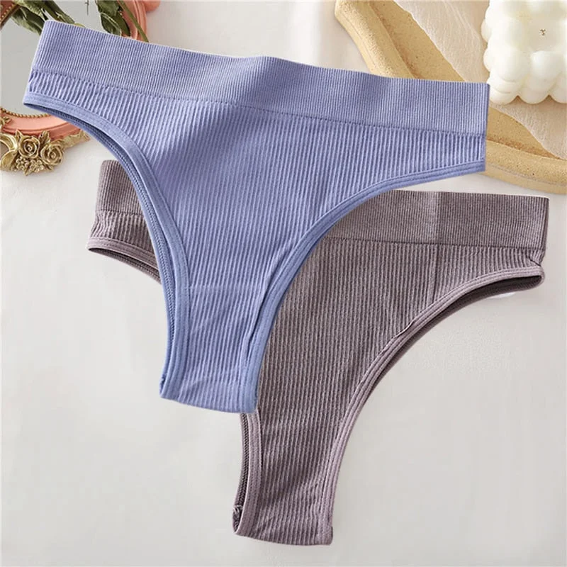 2PCS/Set Sexy Thong Panties Women's Underwear G-String Female Underpants Seamless Briefs Intimates Sexy Lingerie T-Back Pantys