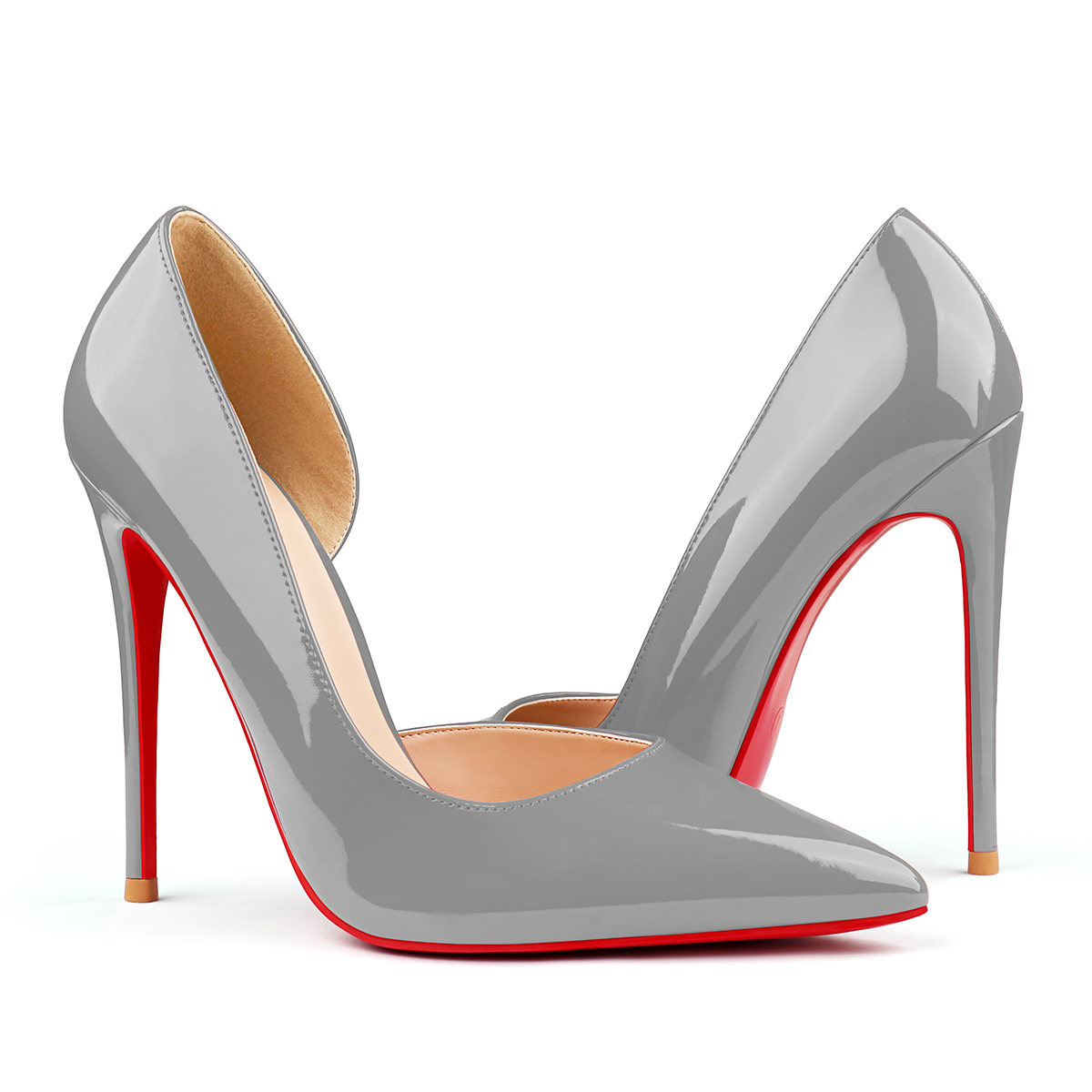 120mm Women's Classic Pumps Patent Closed Pointed Toe Bridal Wedding Party Red Bottom-MERUMOTE