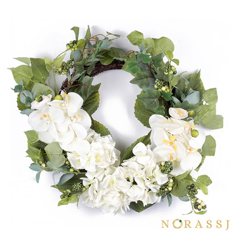 Elegant Faux Orchid Outdoor Spring Wreath