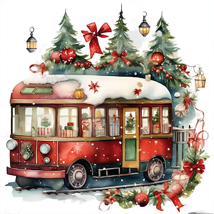 Christmas Bus - Full Round - Diamond Painting (30*30cm)