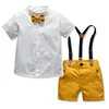 Kid Baby Boy Shorts Sleeve Tops+Overalls 2 Pcs Set