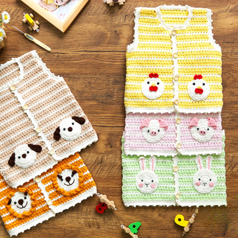 Handmade Baby Animal Farm Vest: DIY Crochet Knitting Kit 