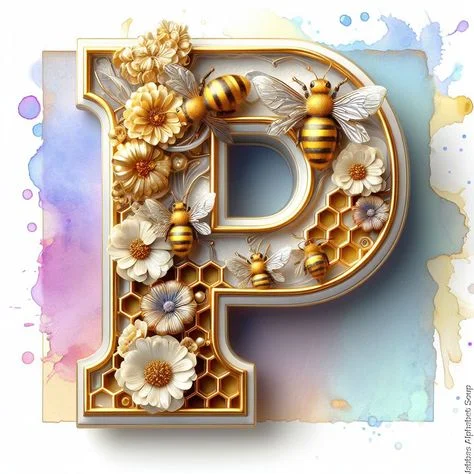 Diamond Painting - Full Round Drill - Bee Alphabet(Canvas|30*30cm)