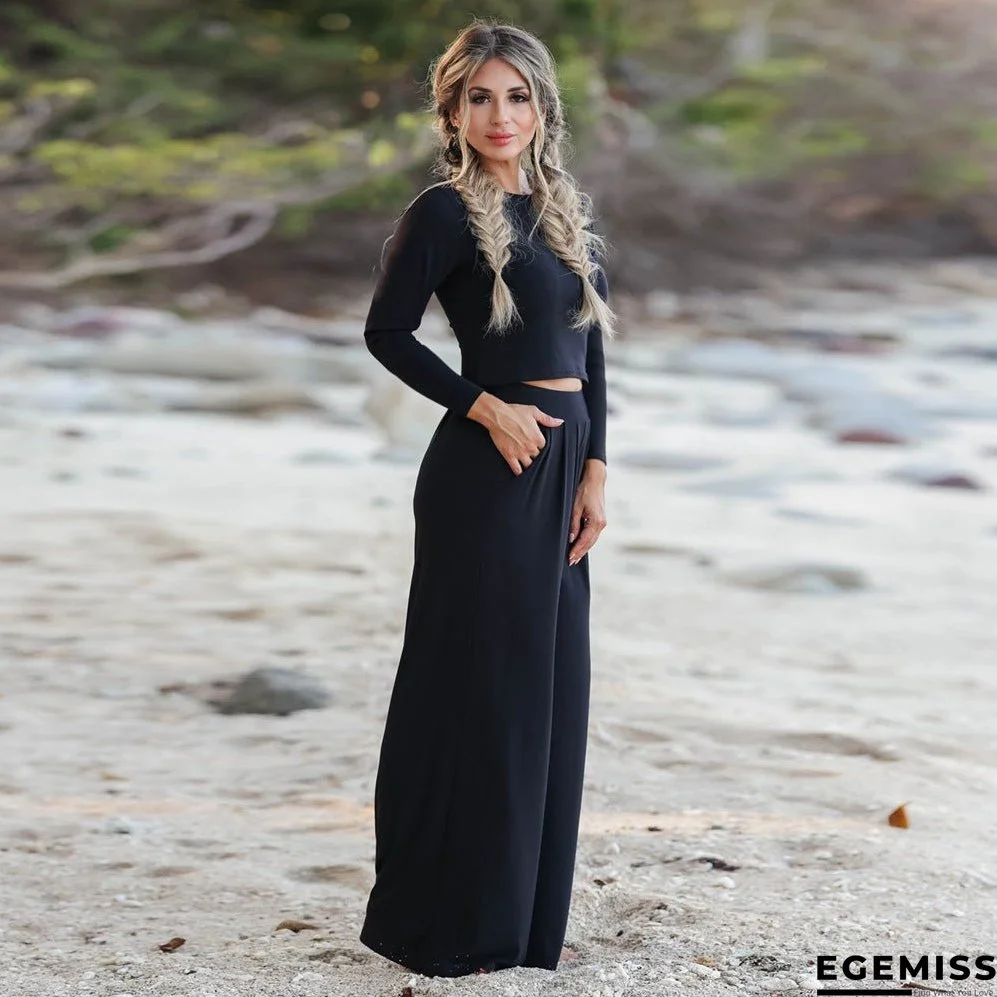 Women's Elegant Long Sleeve T-shirt Trousers Suits | EGEMISS