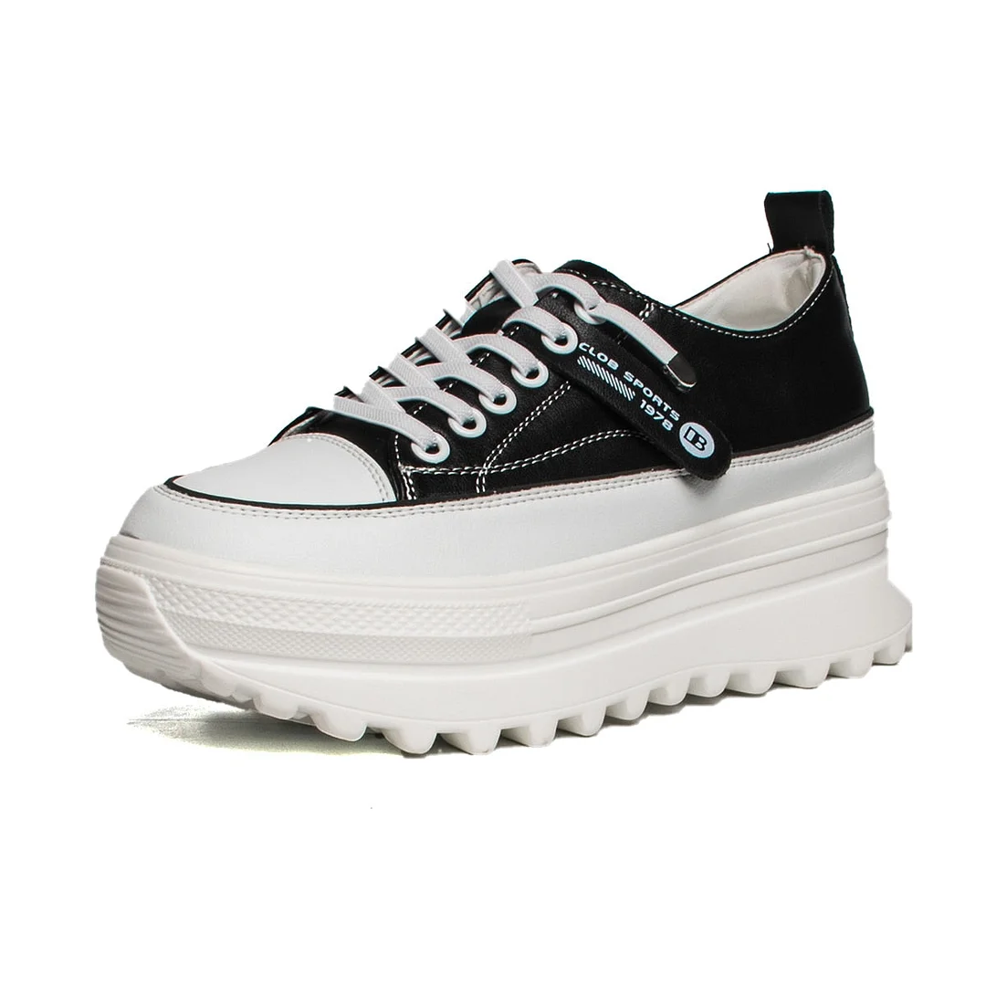 Fujin Genuine Leather 8cm Dad Shoes Chunky Sneakers Platform Heel Wedge Air Mesh Summer Shoes Vulcanized White Sneakers 2021