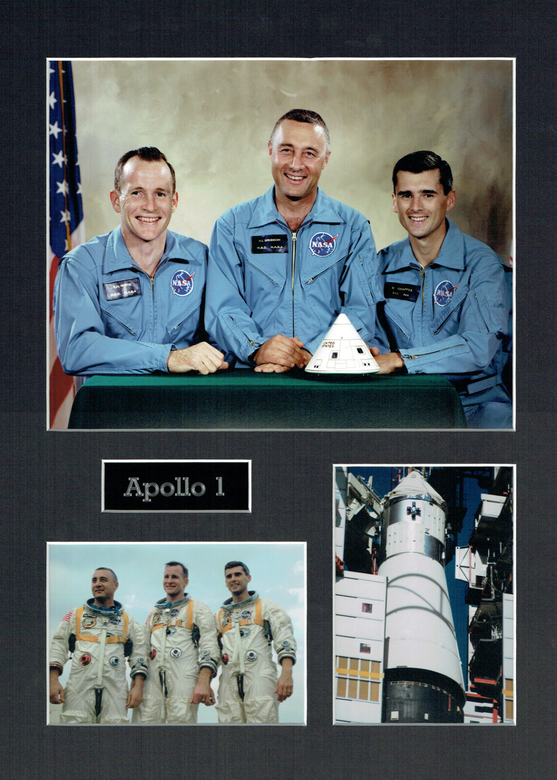 Apollo 1 16x12 Mounted Crew Photo Poster painting Astronaut Space Montage