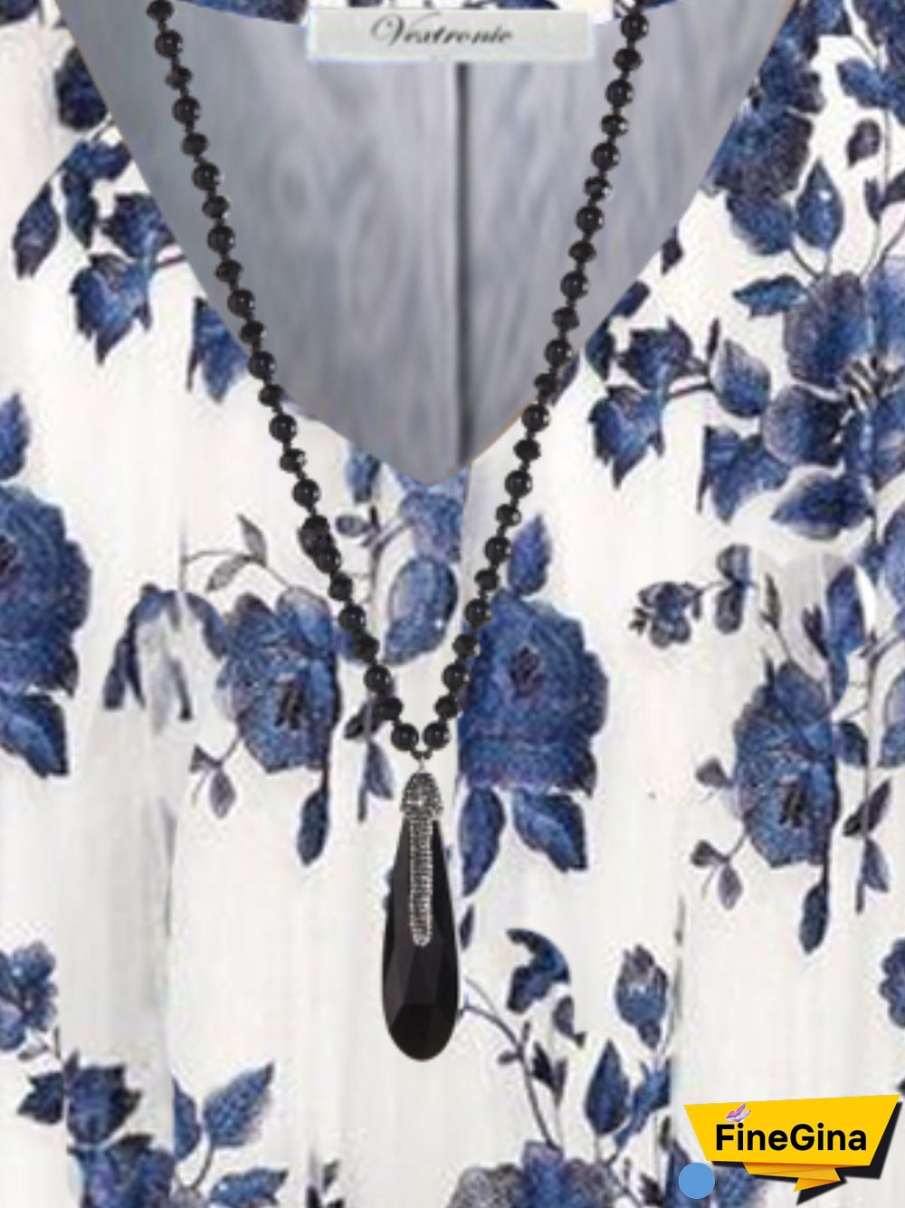 Women Blue Color Half Sleeve V-neck Floral Printed Top Dress