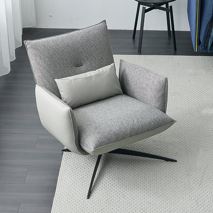Homemys Grey Accent Chair Cotton & Linen Sponge Upholstery