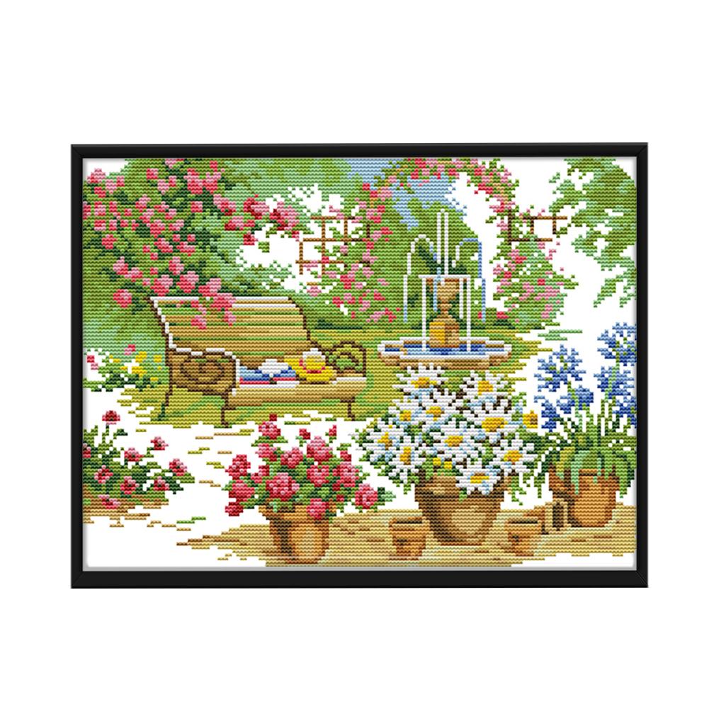 

Beautiful garden print) - 14CT Stamped Cross Stitch - 35*28cm, 501 Original