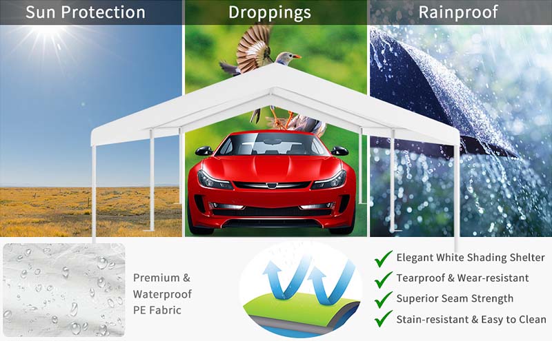 Eletriclife 10 x 20 Feet Steel Frame Portable Car Canopy Shelter