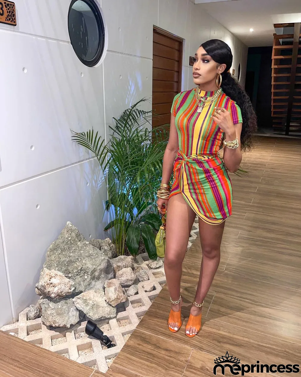 Sexy Striped Short Sleeve Mini Dress