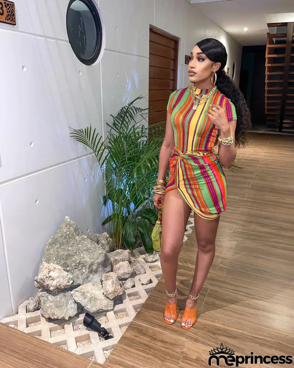 Sexy Striped Short Sleeve Mini Dress