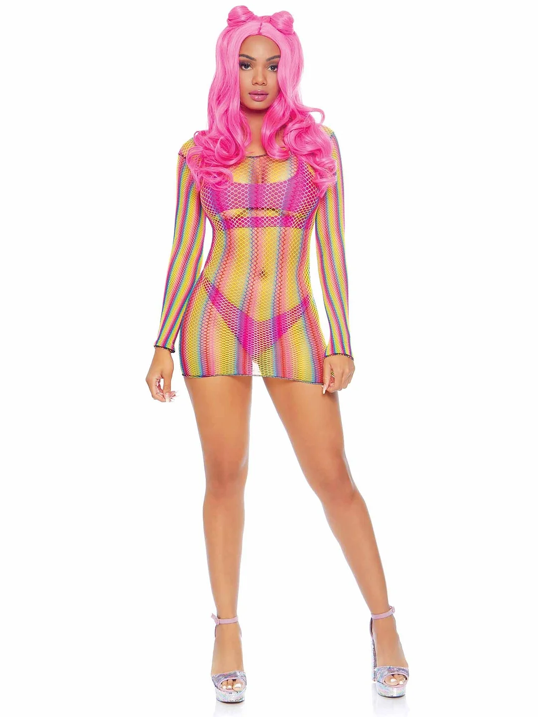 Not Sorry Rainbow Net Dress